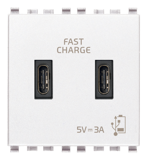 Vimar Eikon - 2x USB-C Voedingsunit 5V 3A 2M (Wit)