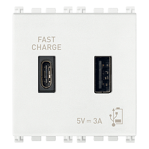Vimar Arké - USB-A+C Voedingseenheid 2M 5V 3A (Wit)