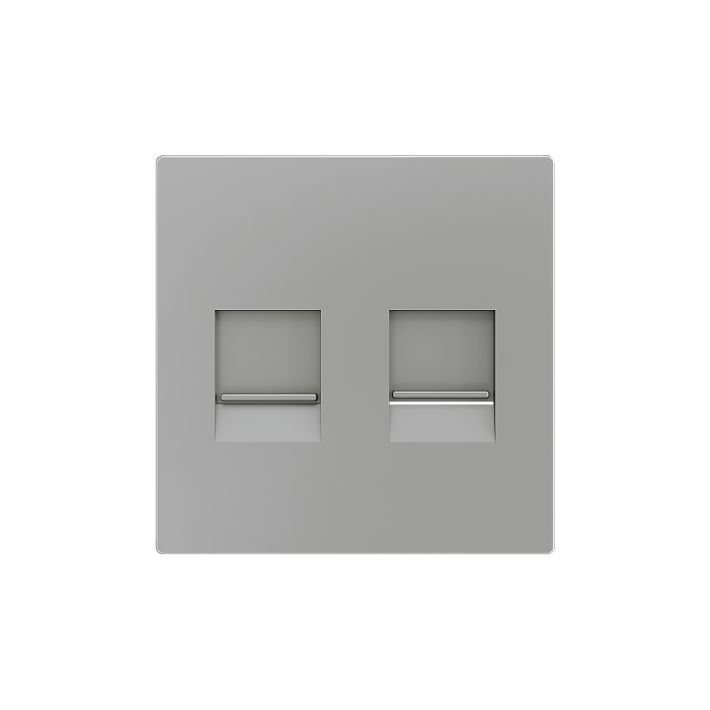 Zennio ZS55 - Centraalplaat voor dubbele RJ45 connector (Zilver) - VPE=10